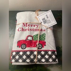 Merry Christmas Kitchen Towel 3 Piece Set with Red Truck Modern Southern Home